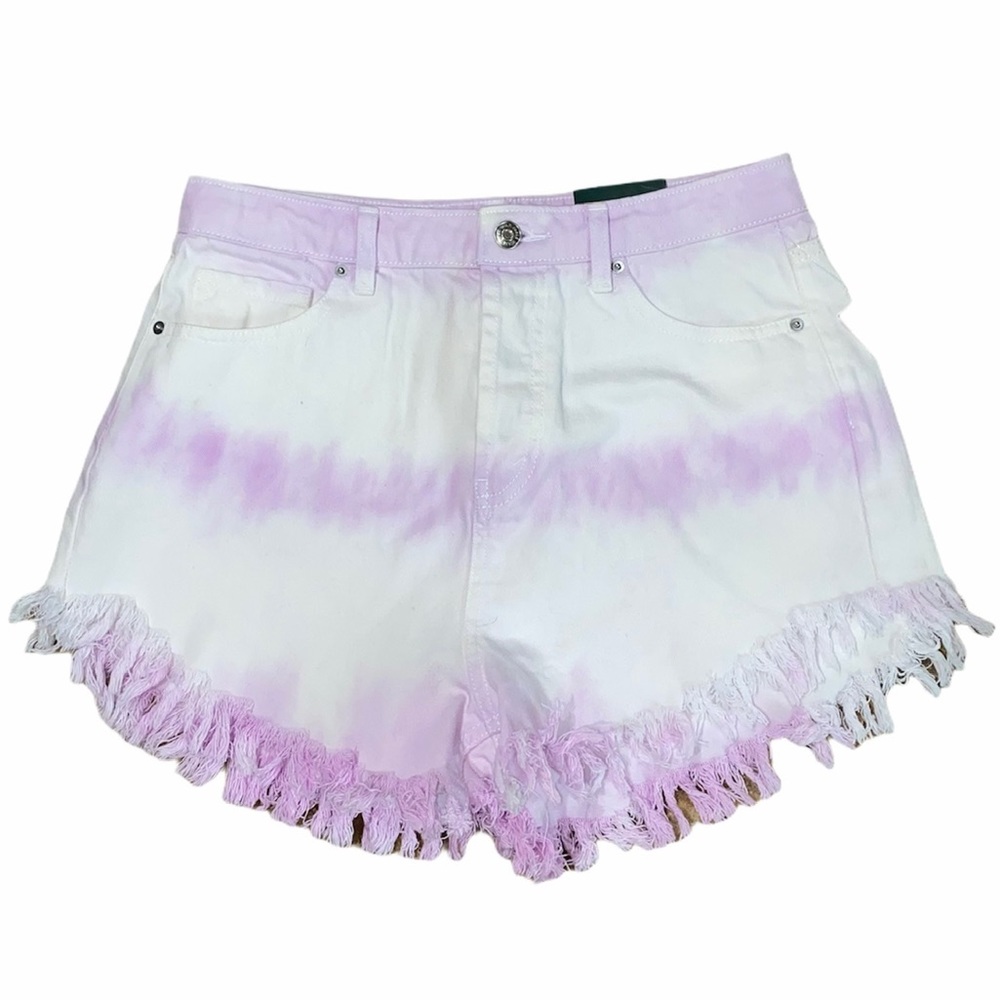 NWT Wild Fable White Purple Died Fringe Denim Shorts sz 6